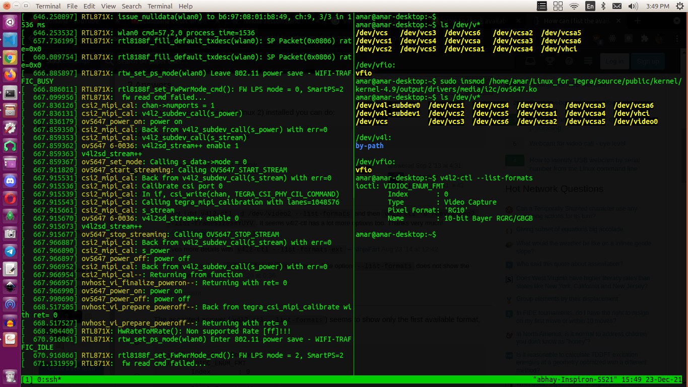 OV5647 Linux driver exposing the capabilities of OV5647